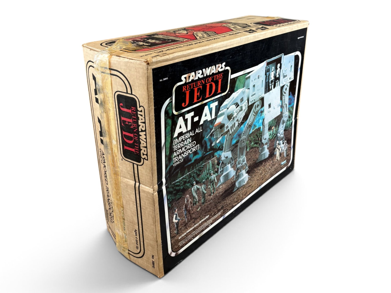 1983 Star Wars ROTJ AT-AT Vehicle, Kenner, Boxed: Vintage and Original, Star Wars Return of the Jedi "AT-AT" (Imperial All Terrain Armored Transport) vehicle by Kenner, 1983. Factory tape is still present at each end, however tape is dried up and has