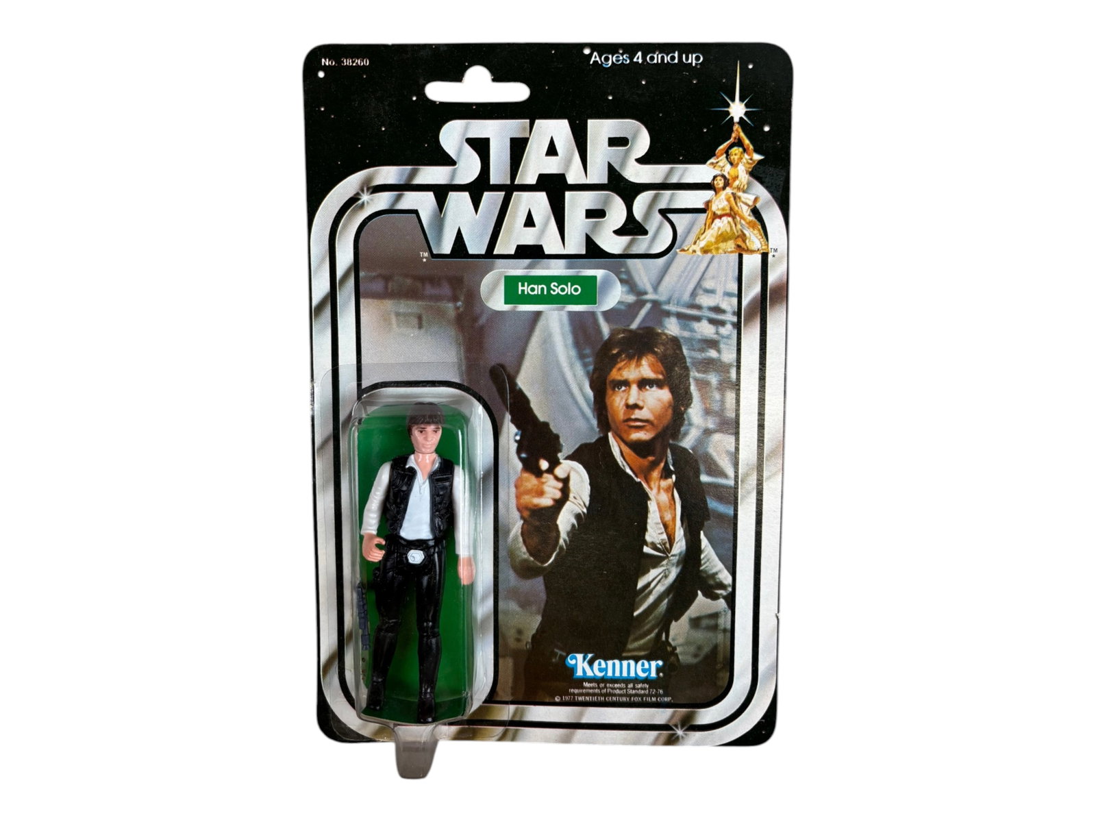 MOC 1979 Star Wars Han Solo, 21 Back-B, Kenner: Vintage, Mint on Card, Star Wars "Han Solo" action figure by Kenner, 1979. 21 Back-B. Punched card with blister firmly attached all around. Blister is clear, not yellowed, with no dings or dents,