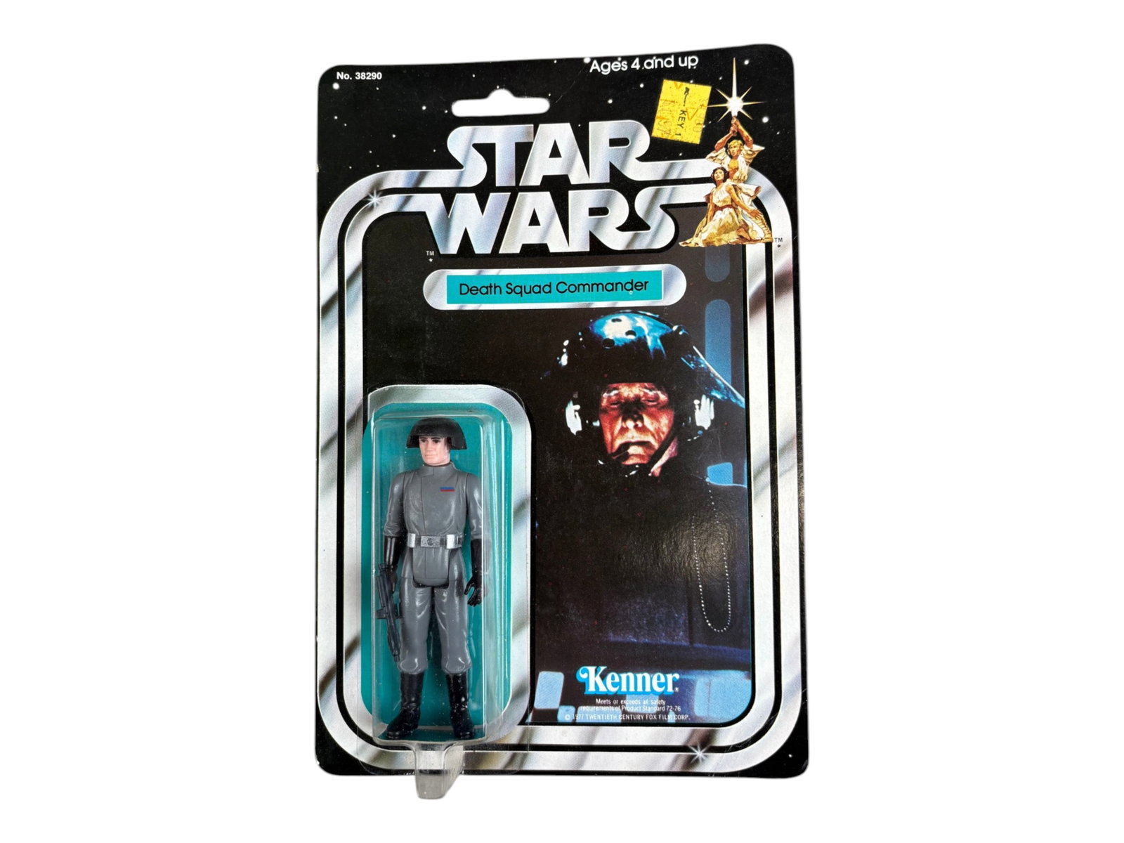 MOC 1979 Star Wars Death Squad Commander 20 Back-B: Vintage, Mint on Card, Star Wars "Death Squad Commander" action figure by Kenner, 1979. 20 Back-B. Punched card with blister firmly attached all around. Blister is clear, not yellowed, with no dings o