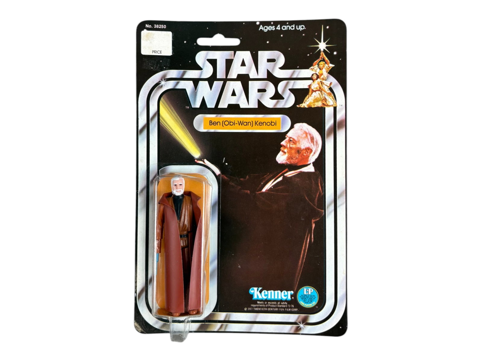 MOC 1978 Star Wars Ben (Obi-Wan) Kenobi 20 Back-A: Vintage, Mint on Card, Star Wars "Ben (Obi-Wan) Kenobi" action figure by Kenner, 1978. 20 Back-A, White Hair version. Punched card with blister firmly attached all around, however slightly crushed on