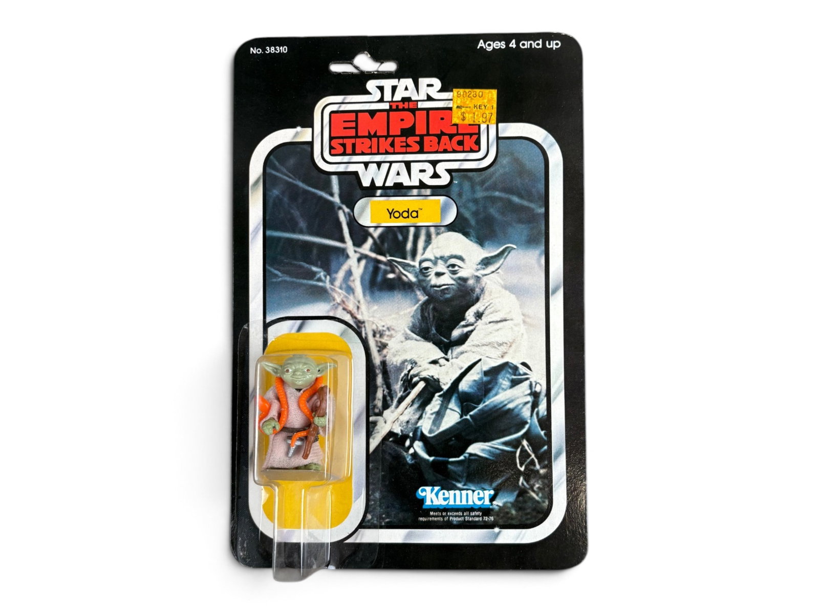 MOC 1980 Star Wars ESB Yoda, 32 Back-B: Vintage, Mint on Card, Star Wars The Empire Strikes Back "Yoda" action figure by Kenner, 1980. 32 Back-B. Unpunched card with blister firmly attached all around. Blister is clear, not yellowed, with n