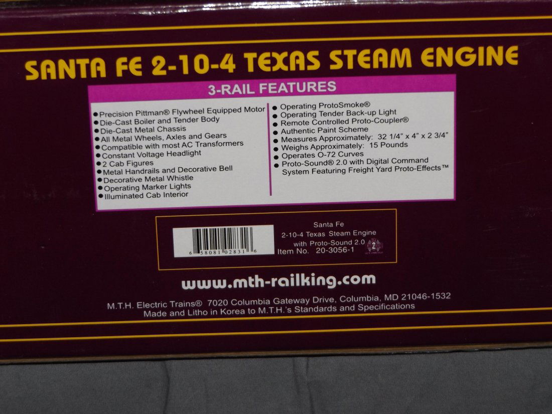 MTH 20-3056-1 Santa Fe Texas Steam w/Proto 2.0 (1 of 2)