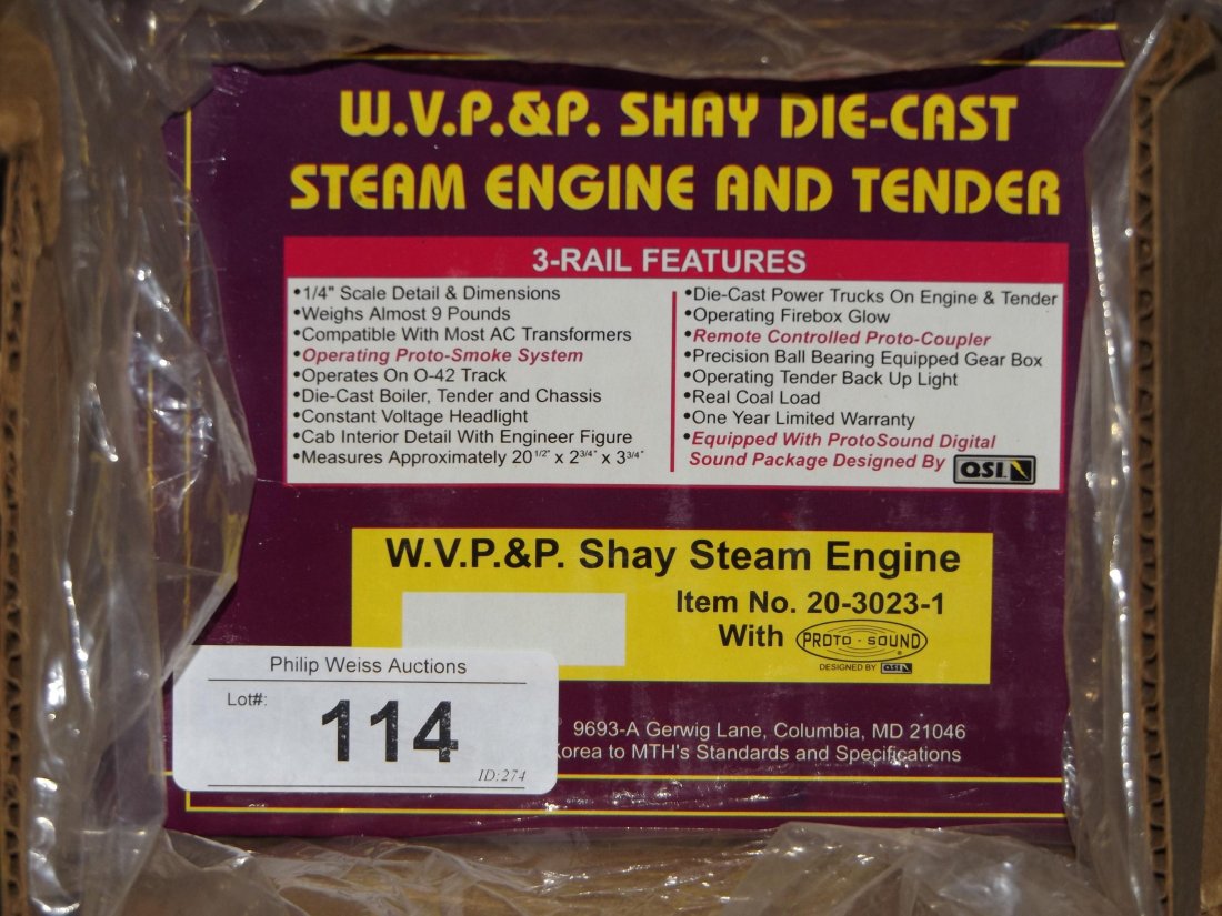 MTH 20-3023-1 W.V.P.&P. Shay Steam Engine & Tender (1 of 2)