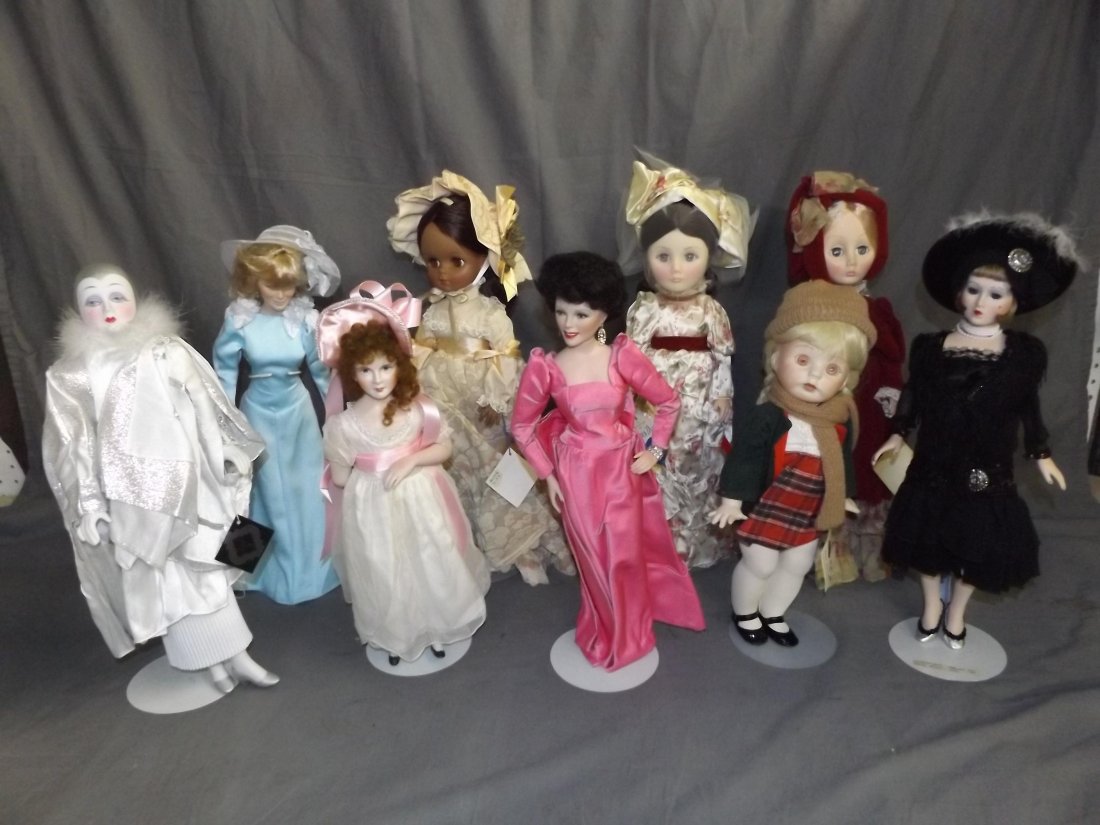 Lot of Nine Dolls.: Larger size including Effanbee.