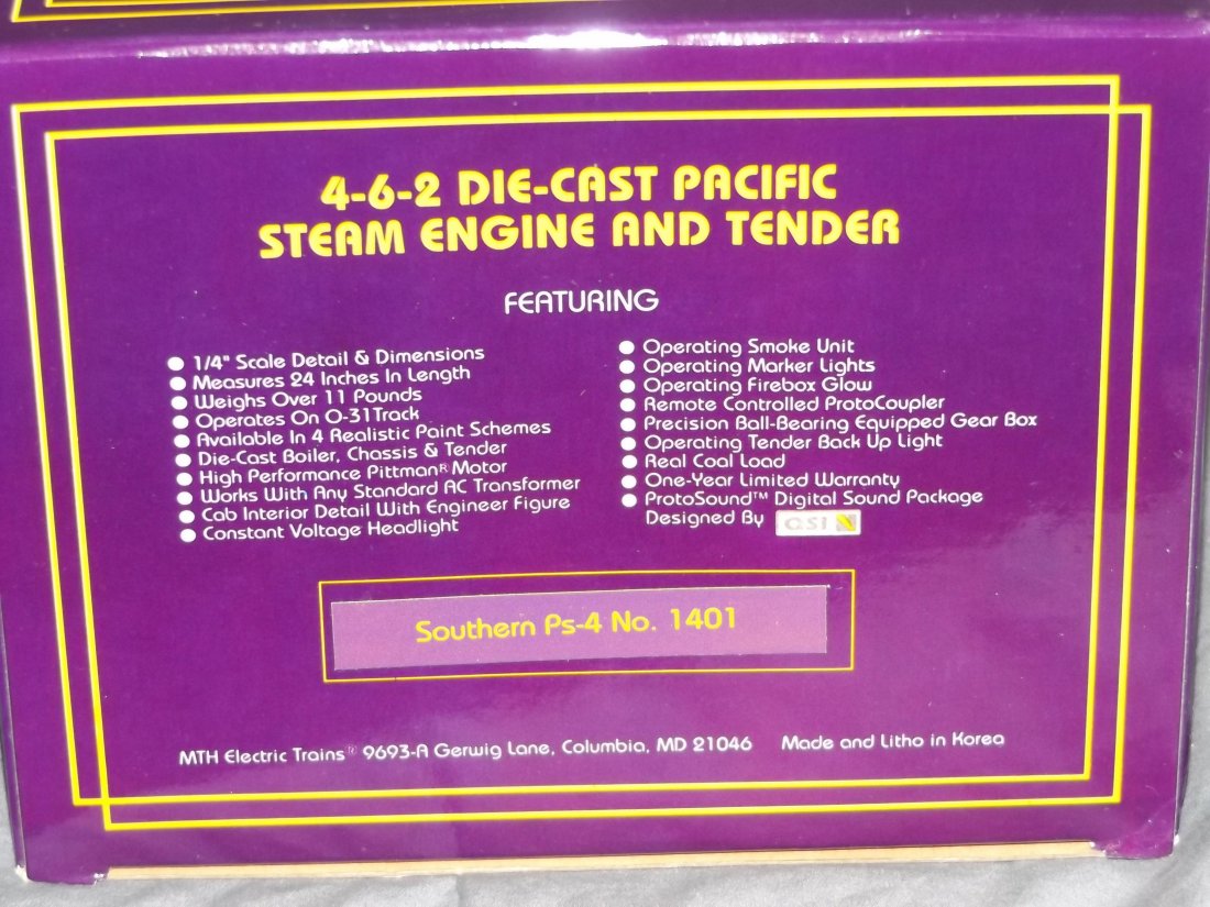 MTH 1401 Southern PS-4 4-6-2 Engine & Tender (1 of 2)