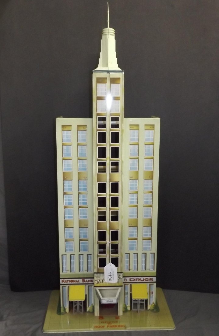 Tin Litho Marx Skyscraper Building with Elevator