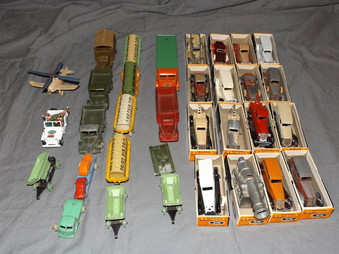 Vintage Die Cast Vehicle Lot.: Loaded with better Tootsie and Dinky Vehicles circa 1930's-50's. Great Lot.This lot is being sold on behalf of the Nassau County Public Administrators Office from the Estate of Robert Lee.