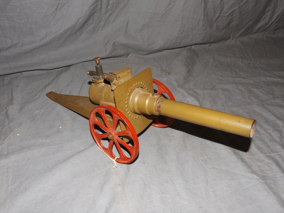 Cast Iron Bing Bang Junior Field Cannon: Circa 1930's. Approx. 17.5" long. Some paint loss. This lot is being sold on behalf of the Nassau County Public Administrators Office from the Estate of Robert Lee.