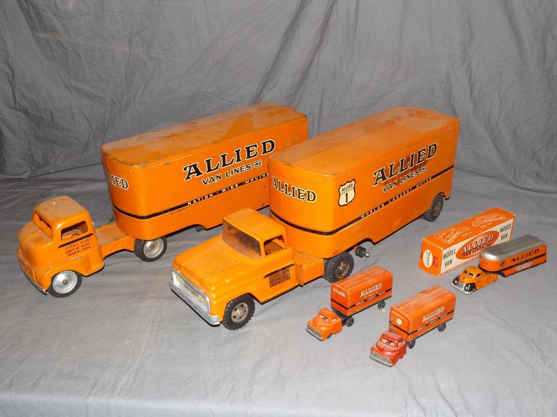 Lot of 2 Tonka Pressed Steel Allied Moving Trucks (1 of 4)