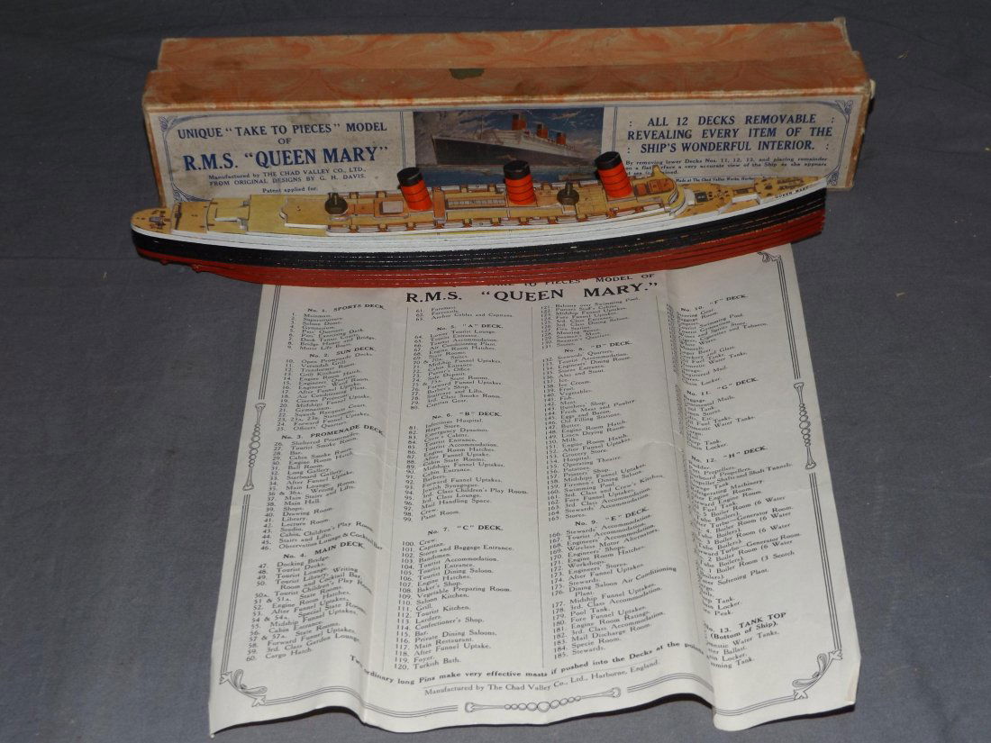 RMS Queen Mary Chad Valley Model Kit, Orig Box (1 of 5)