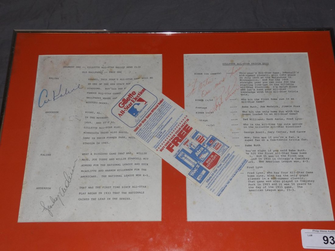 Gillette 1985 All Star Ballot & Transcript Pages (1 of 3)