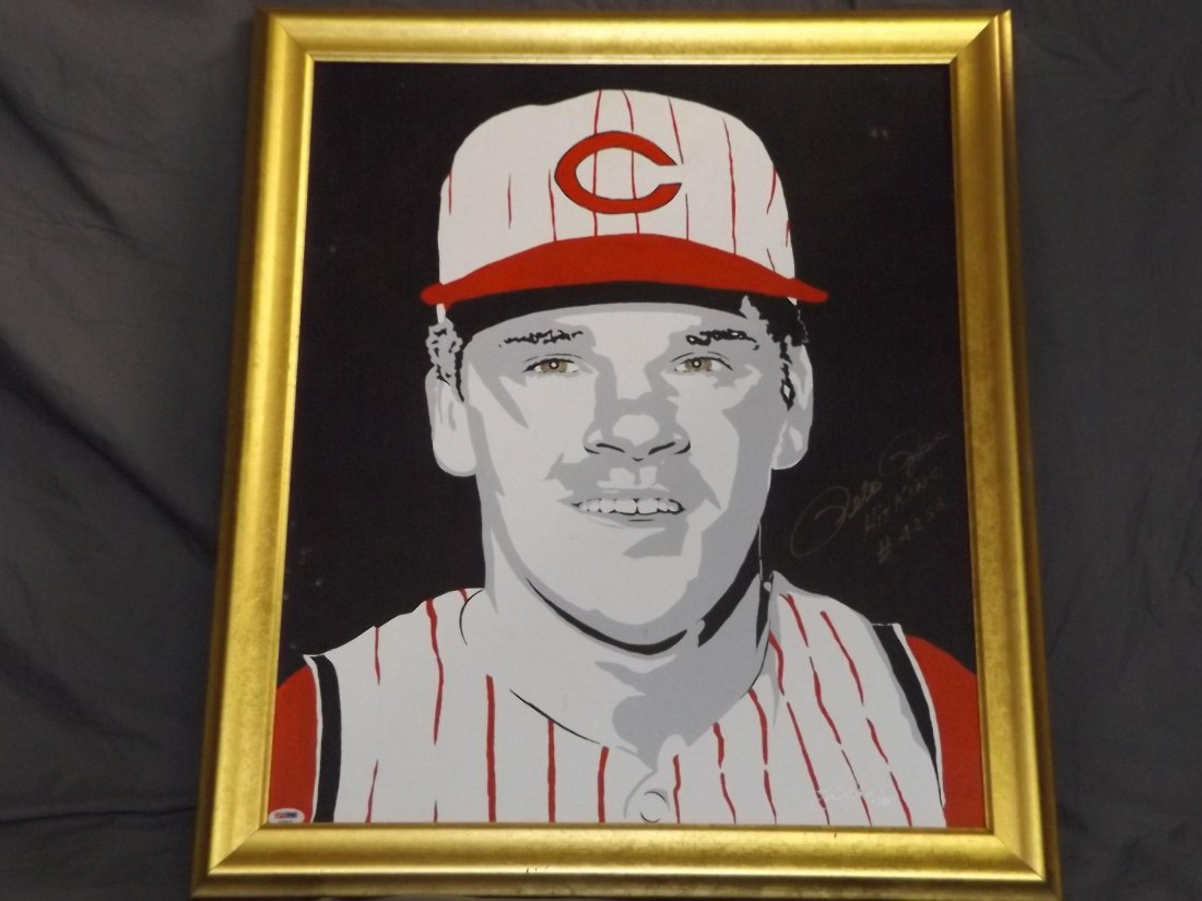 Pete Rose Autographed Giclee on Canvas Painting (1 of 5)