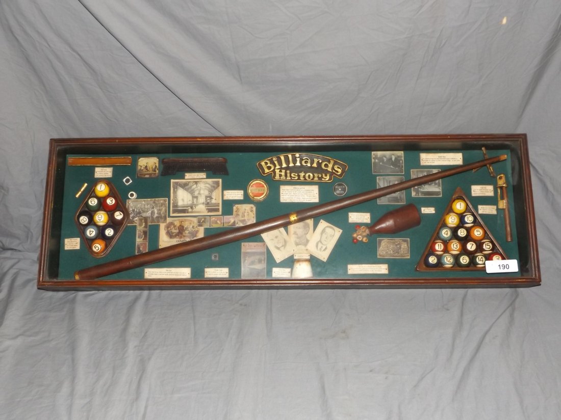 Reproduction Billiards History Shadow Box Display