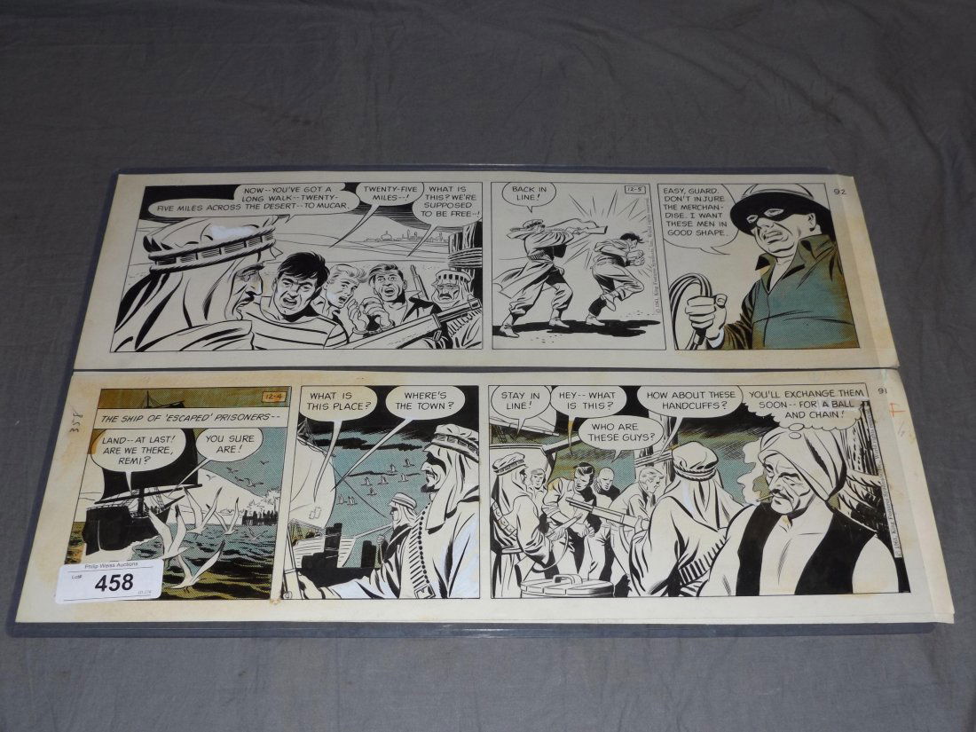 (4) 1961 The Phantom Orig Comic Strip Art: (4) 1961 The Phantom Original Comic Strip Art, from the Lee Falk Collection, art by Bill LIgnante, after Wilson McCoy suddenly died, Lignante did the strip until Sy Barry began, King Features Syndicat