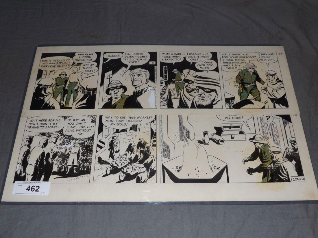 (4) 1962 The Phantom Orig Comic Strip Art: (4) 1962 The Phantom Original Comic Strip Art, from the Lee Falk Collection, art by Bill LIgnante, after Wilson McCoy suddenly died, Lignante did the strip until Sy Barry began, King Features Syndicat