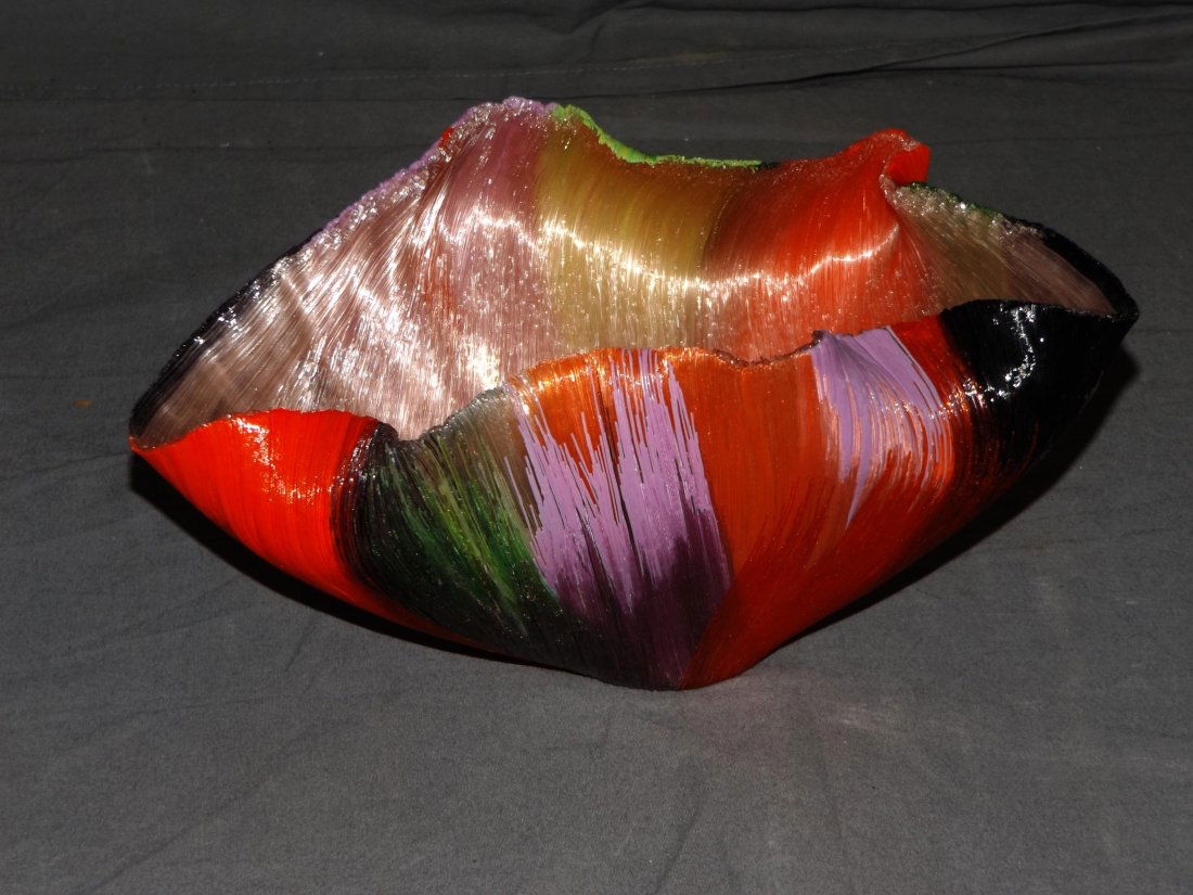 Toots Zynsky. Red Art Glass Vase. "Festoso". (1 of 4)