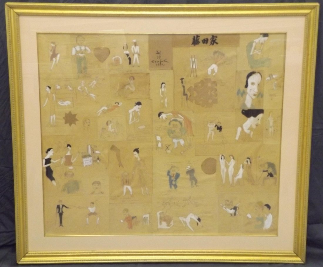 Leonard Foujita  (1886 - 1968) Collage Signed. (1 of 8)