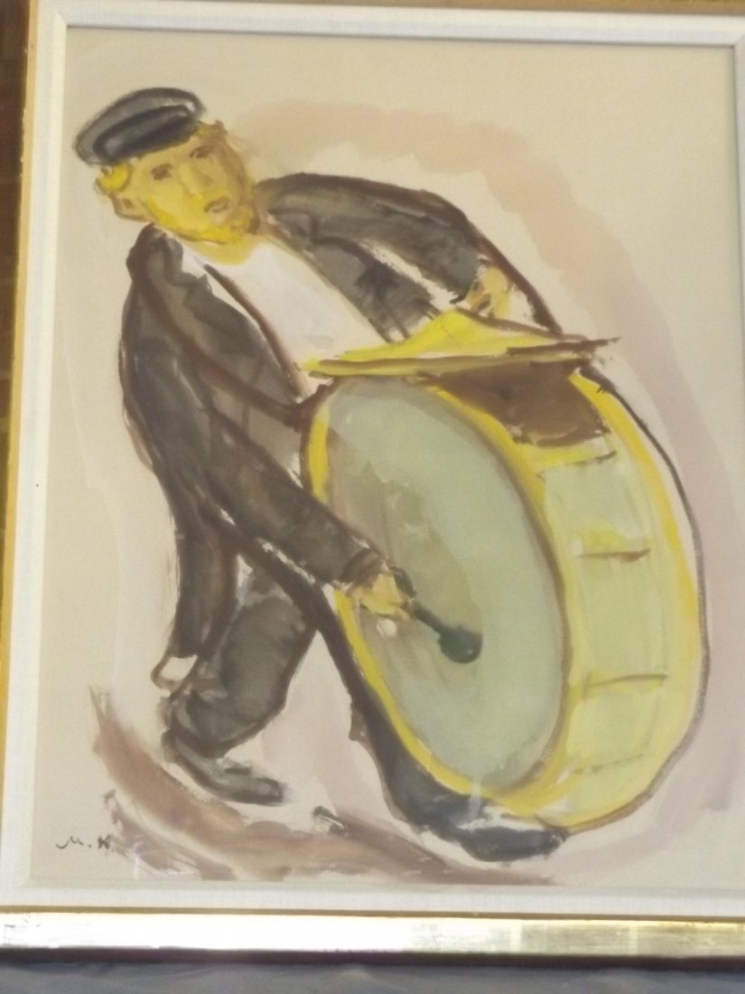 Mane Katz  (1894 - 1962) Watercolor. Musician. (1 of 3)