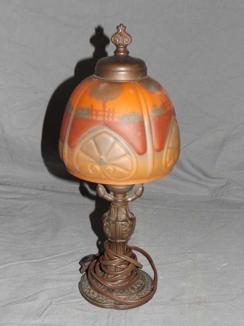 Reverse Painted Glass Lamp. (1 of 3)