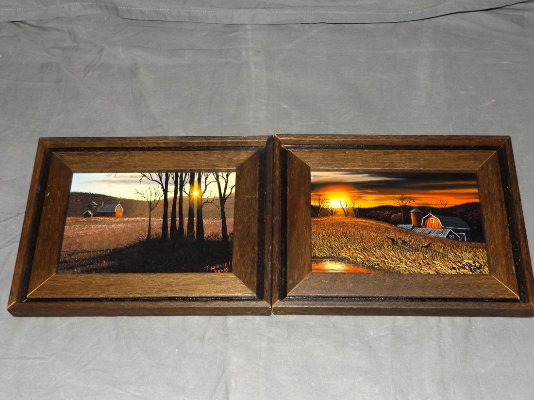 Thomas Kerry, Lot of 2 Small Oil Paintings: Each approx. 4 1/2" x 6 1/2".