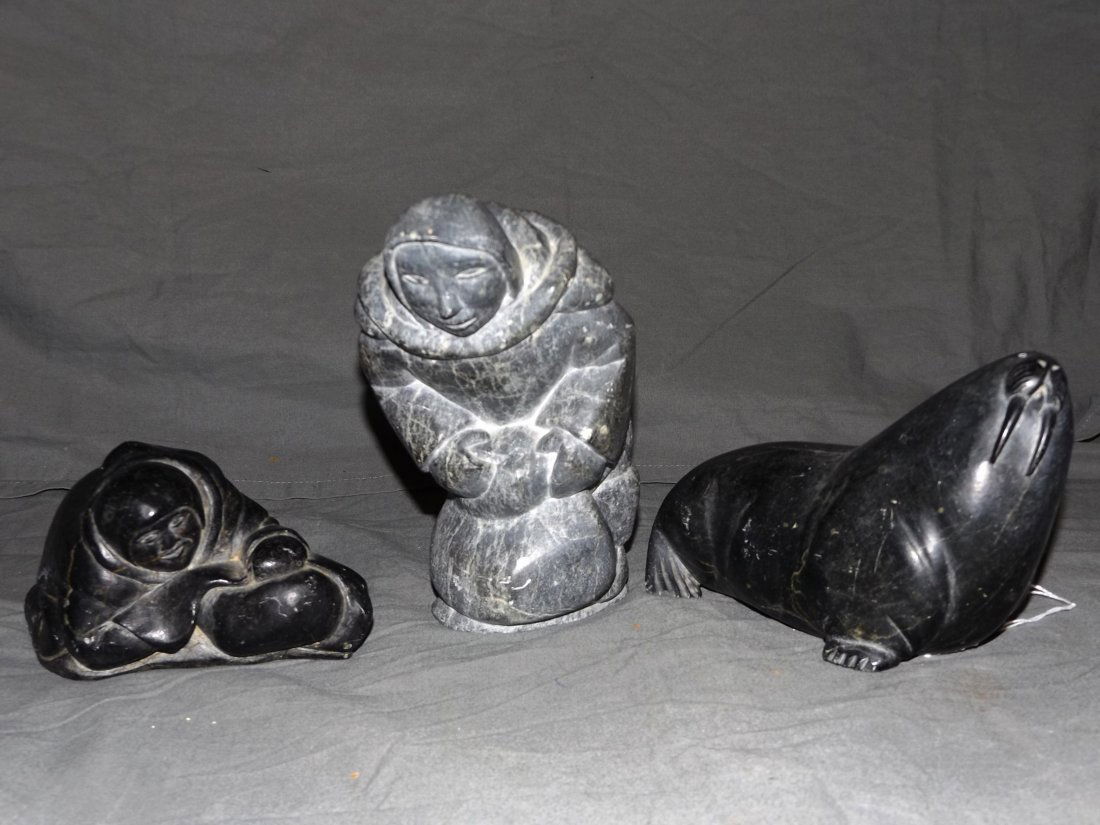 Signed Inuit Carvings. Eskimo Art.  Lot of 3 (1 of 3)