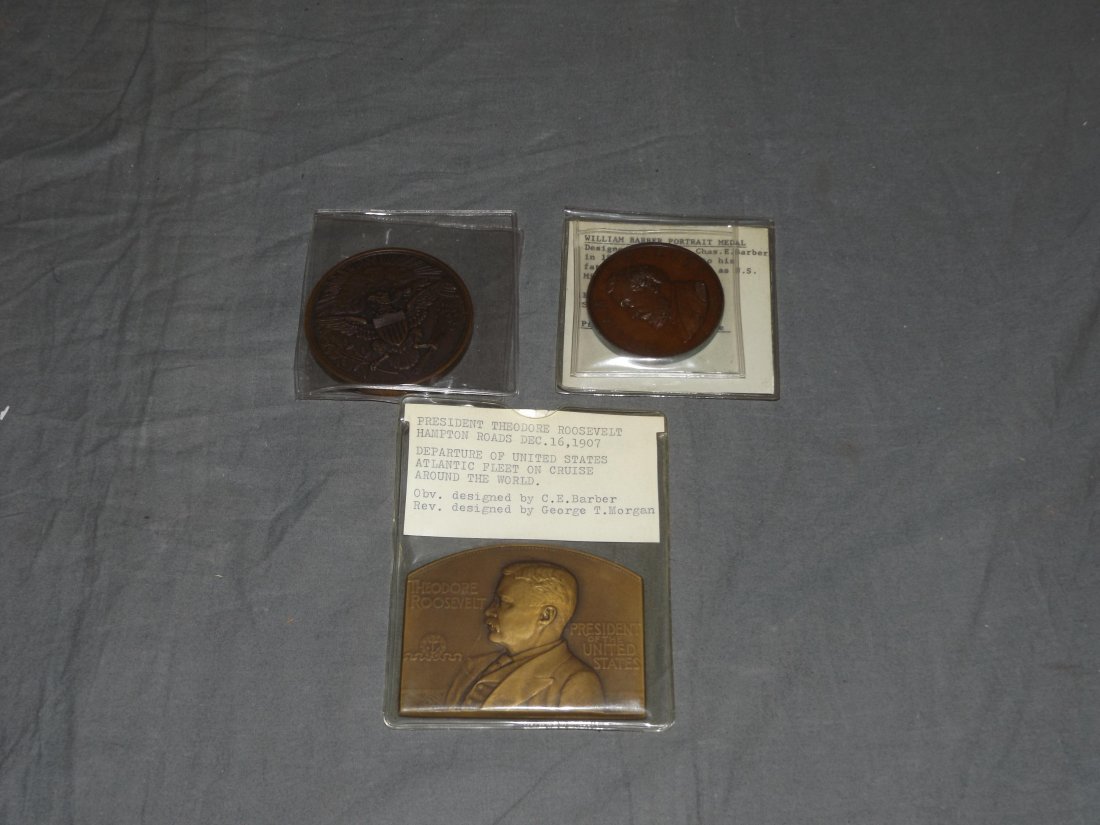 Lot of Three Barber Bronze Medals. (1 of 3)