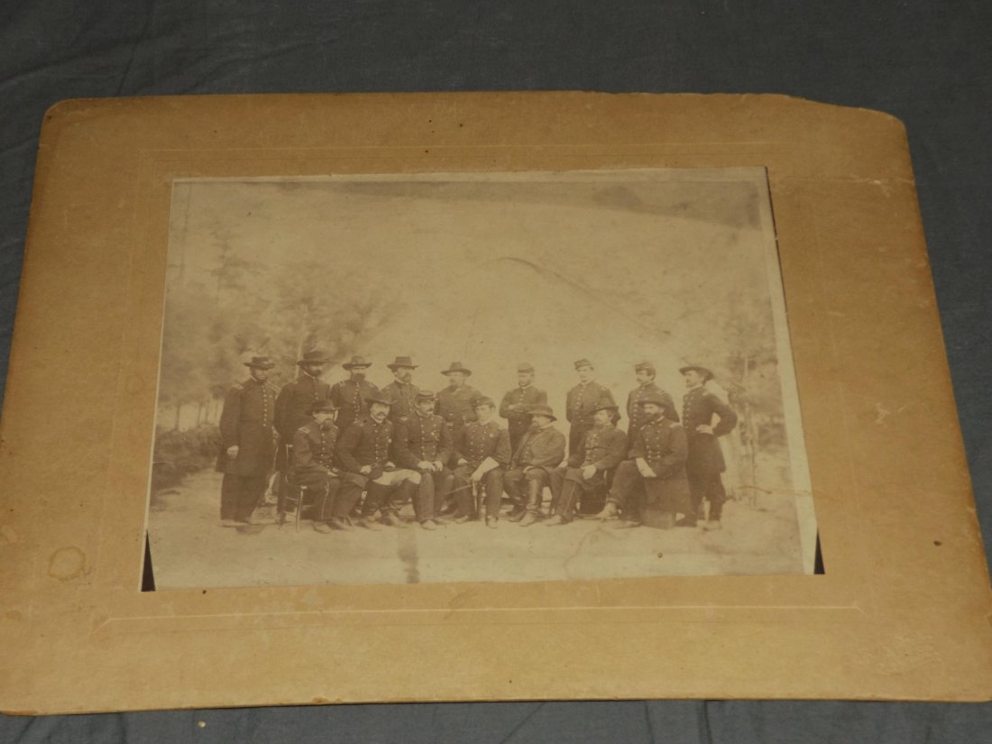 Civil War Albumen Photo.: Group Shot of Officers Id'd on back "Edward Warren Nortoni" Great Grandfather (3rd from left standing in back row).
