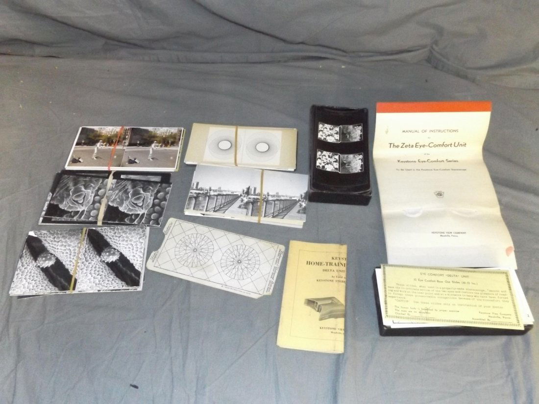 Stereoview Card Lot.: Includes Keystone Eye Training Set in Box, David Johnson Stereoviews, Dr. Wells Stereoview Set Boxed. Interesting Lot.
