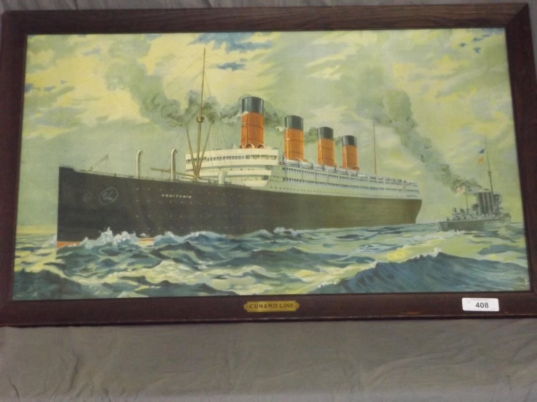 Cunard Line Lithograph of the Aquitania (1 of 3)