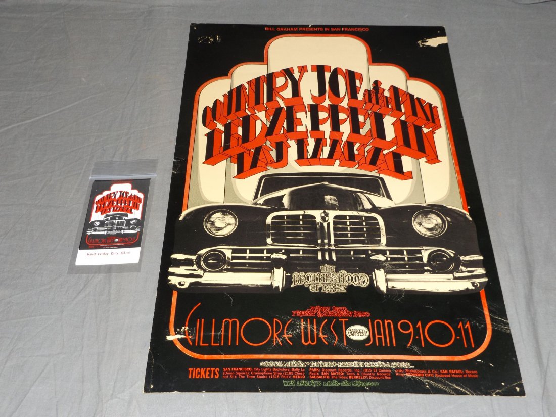 1969 Led Zeppelin BG155 Poster & Ticket Set (1 of 4)