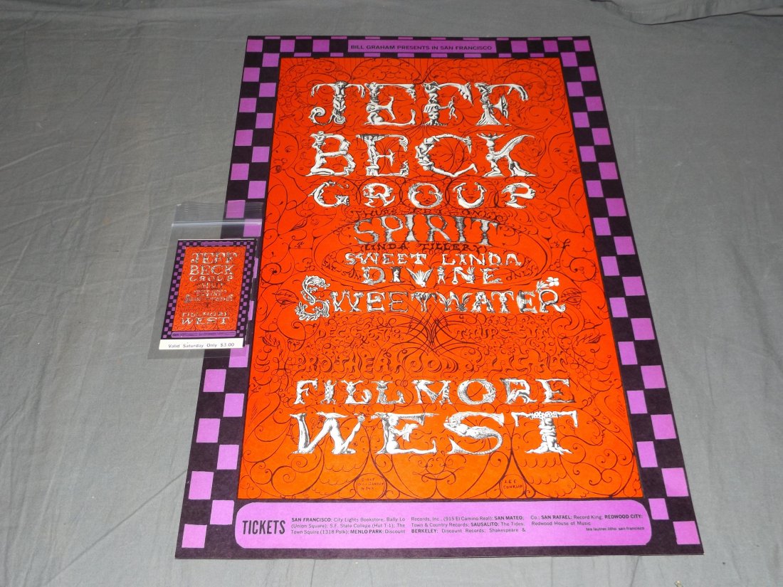 1968 Jeff Beck Group BG148 Poster & Ticket Set (1 of 4)