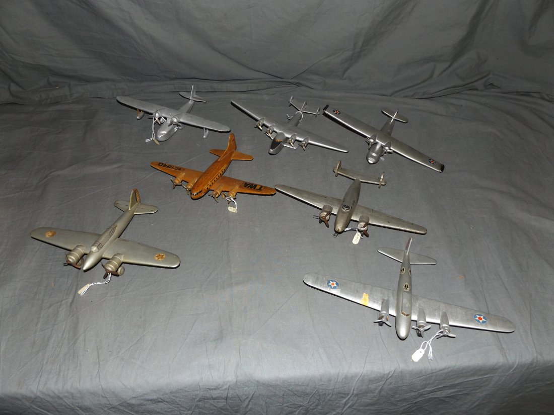 Lot of Seven Wooden Prop Planes. (1 of 6)