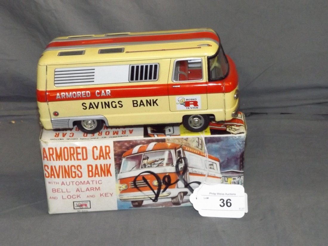 Boxed Rosko Friction Tin Armored Car Savings Bank (1 of 6)