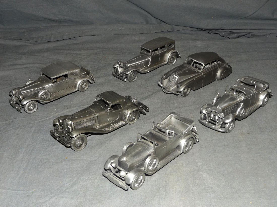 Franklin Mint, Lot of 6 Assorted Pewter Cars. (1 of 2)