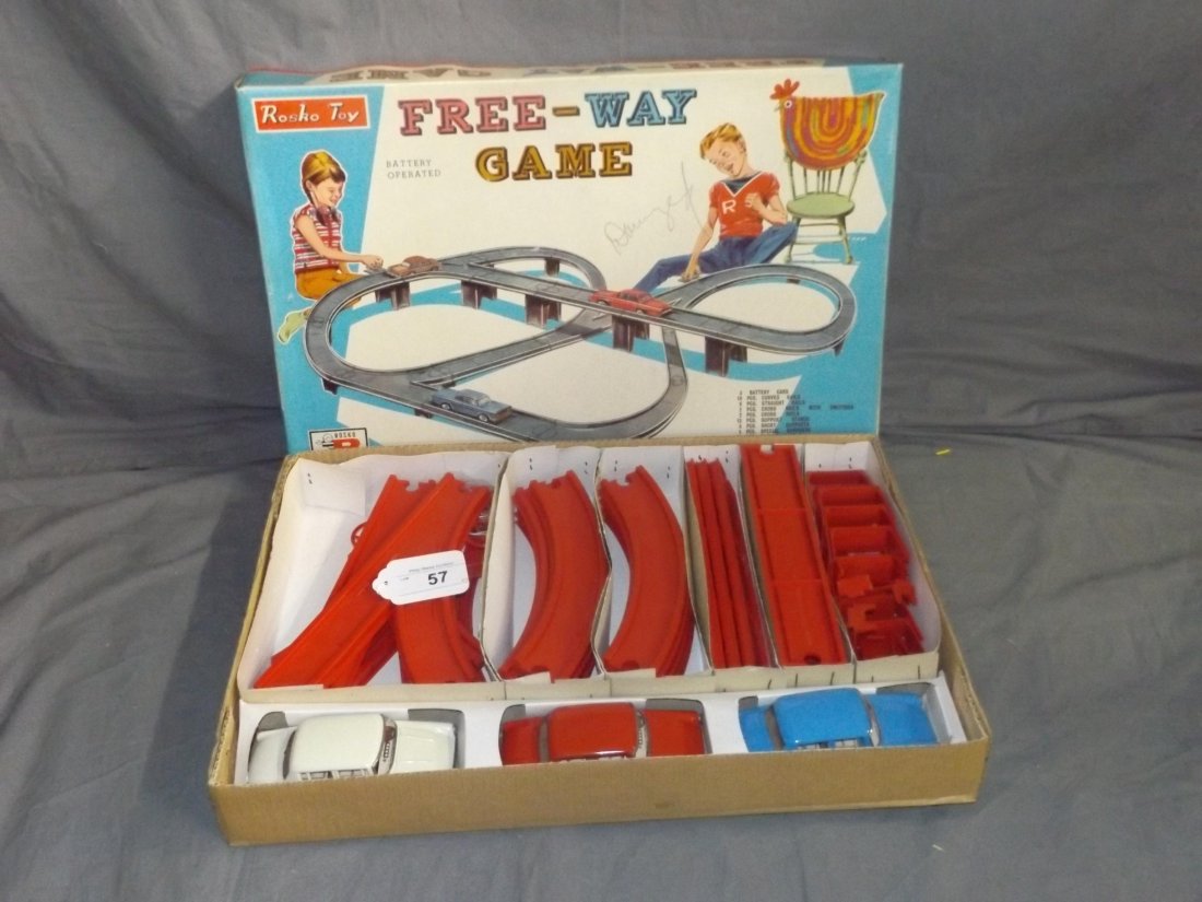 1950's Boxed Rosko B/O Free-Way Racing Game (1 of 4)