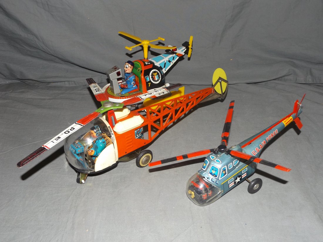 Lot of 3 Tin Litho Helicopter Friction Toys (1 of 2)