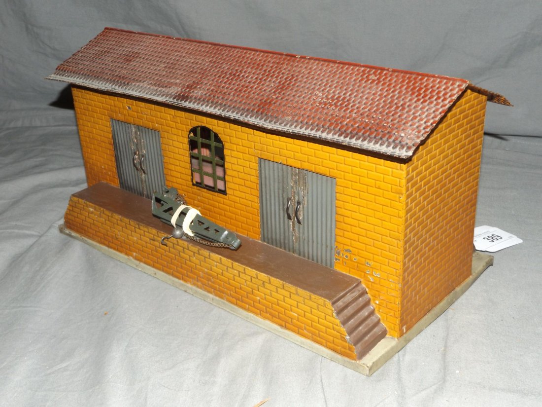 German Tin Litho Freight Train Station. (1 of 4)