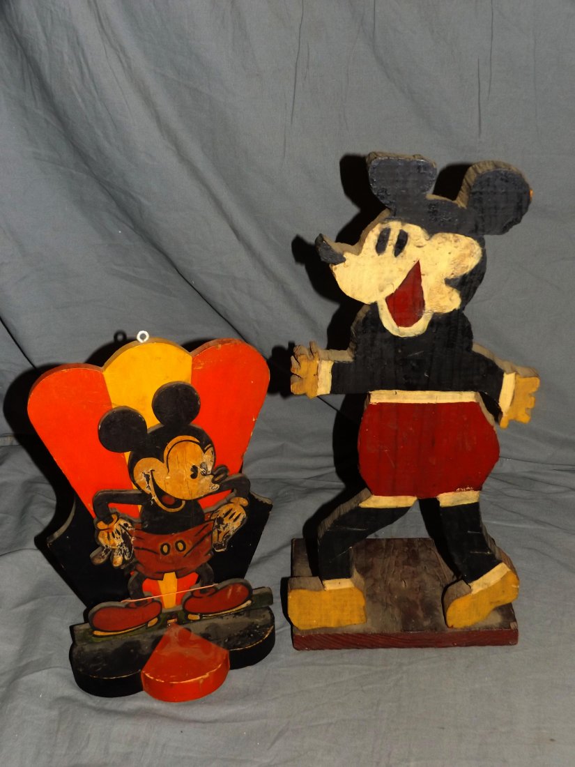 Lot of 2 Carved Mickey Mouse Figures (1 of 3)