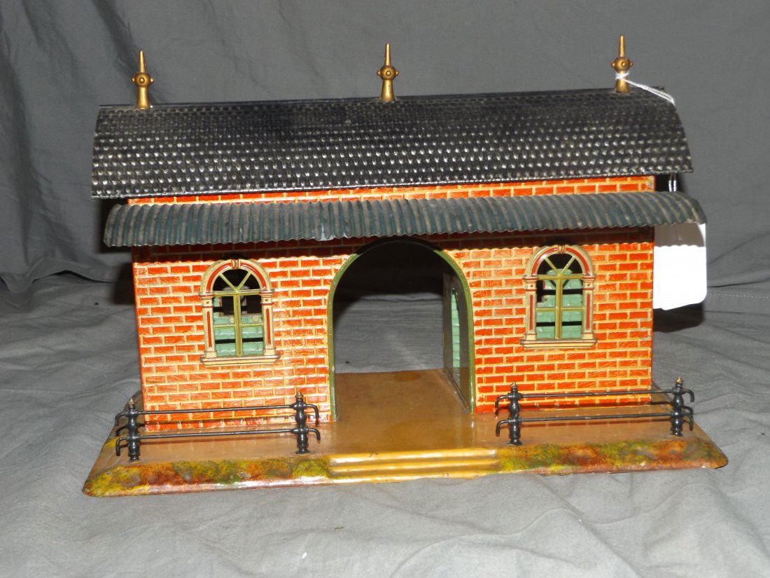 German Tin Litho Train Station. (1 of 4)