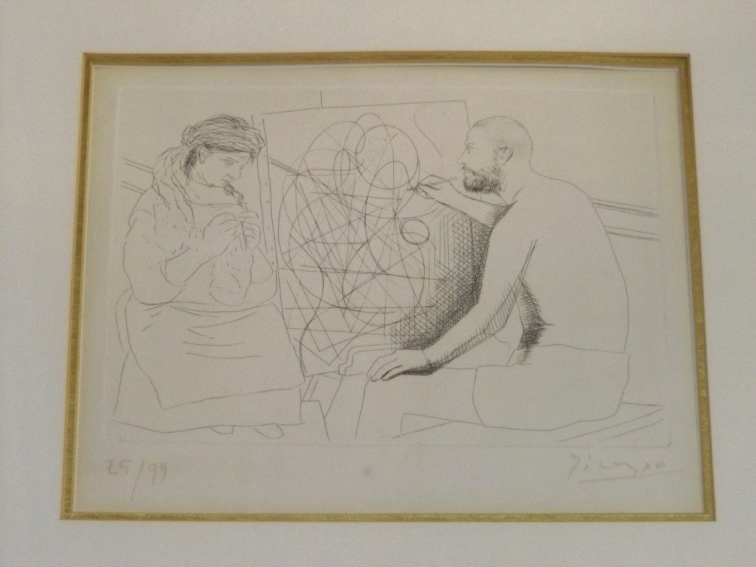Pablo Picasso, Painter and Model Knitting. (1 of 4)