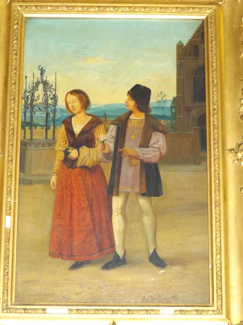 Oil on Wood Dutch Painting, Van Leemputten (1 of 5)