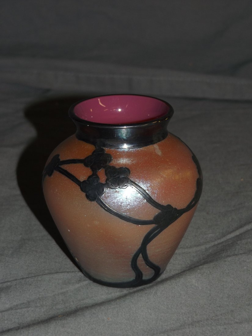 Art Glass Vase with Silver Overlay (1 of 3)