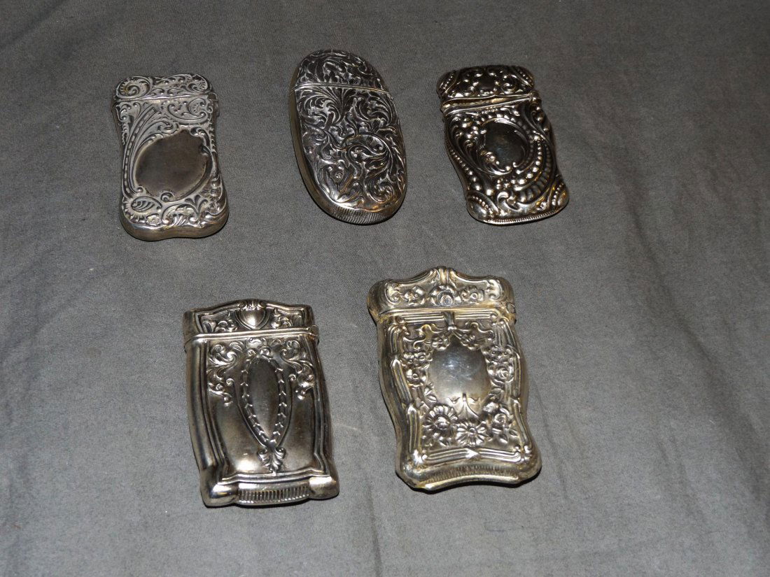 Lot of Five Sterling Silver Match Safes. (1 of 2)