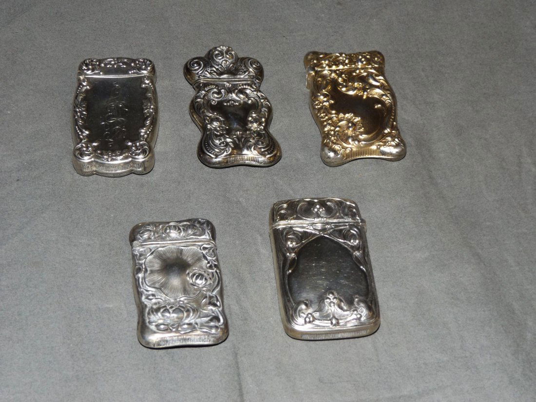 Lot of Five Sterling Silver Match Safes. (1 of 2)
