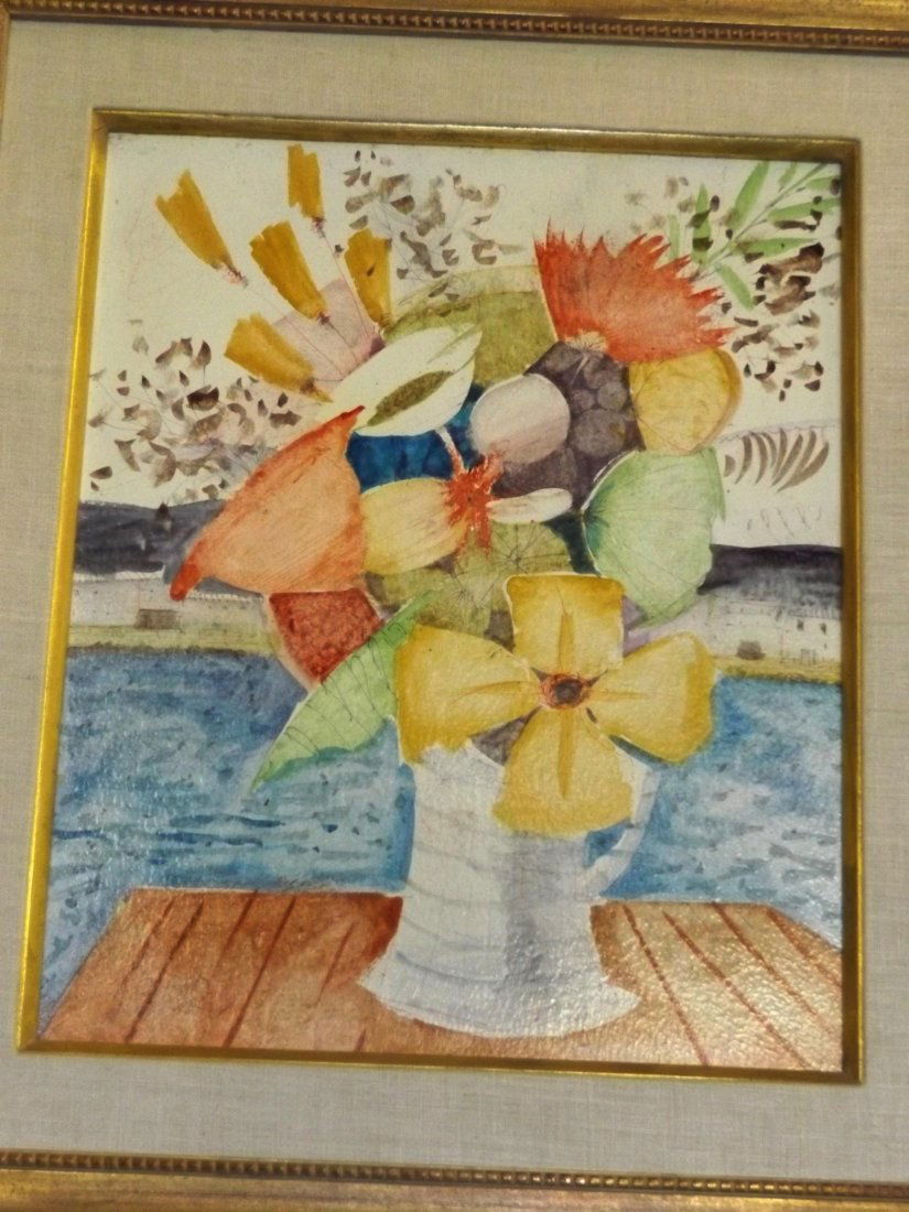 Charles Levier, Floral Watercolor on Board (1 of 3)