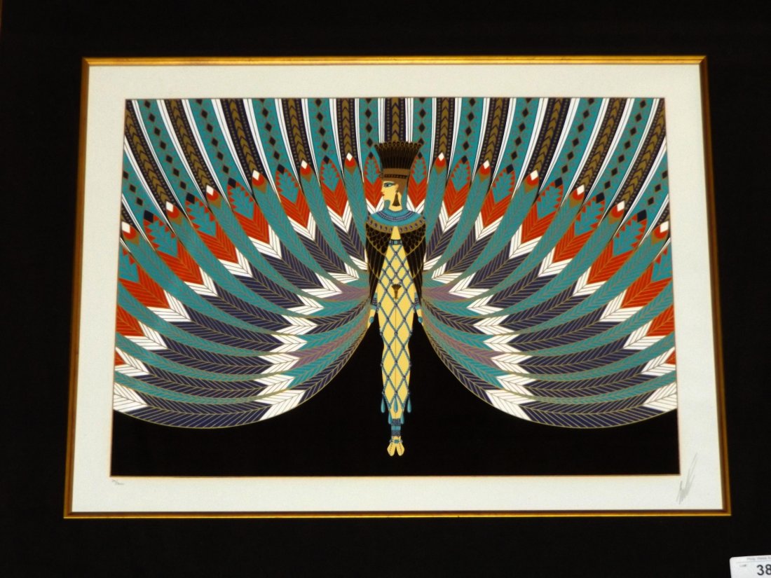 Erte "The Nile" Lithograph: #39 of 300. 24" x19" image size. 39" x 34" framed.