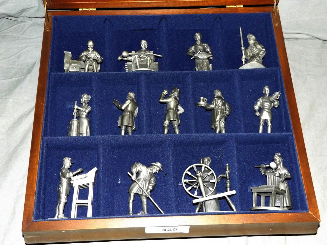 Franklin Mint Pewter Miniatures in Case. (13) (1 of 5)