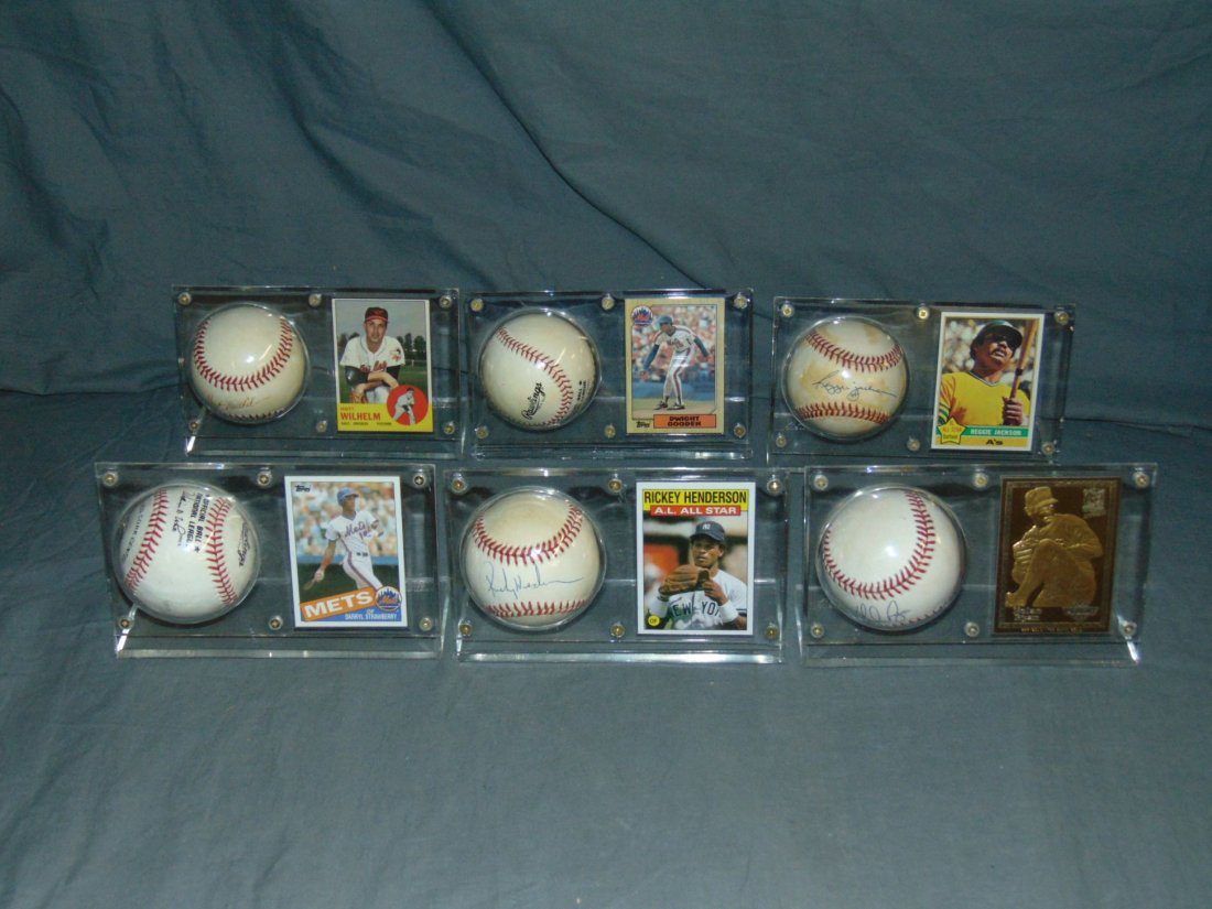 Lot of 6 Signed Baseballs & Card Displays (1 of 1)