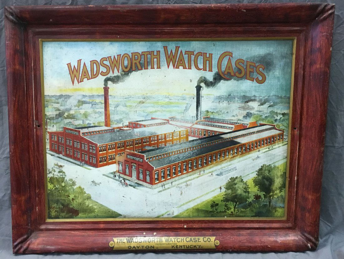 Scarce Wadsworth Watch Cases Tin Sign. (1 of 3)