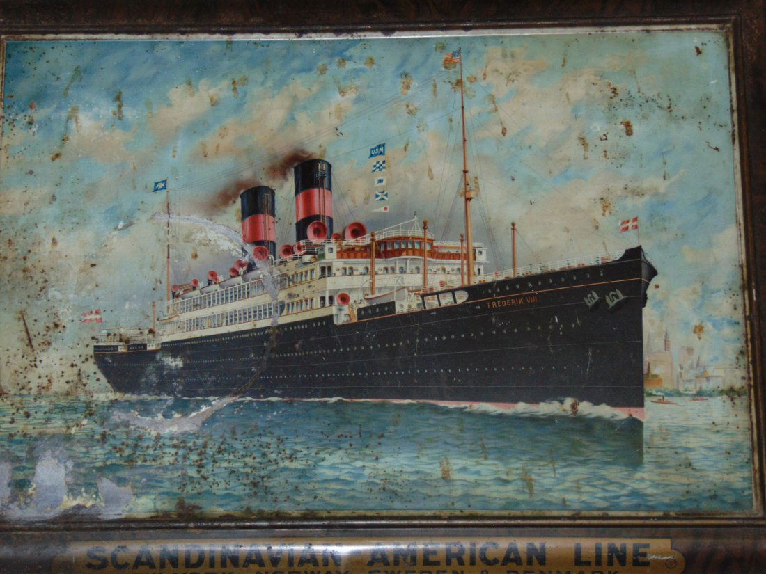 Scandinavian American Line, Tin Ocean Liner Sign (1 of 5)
